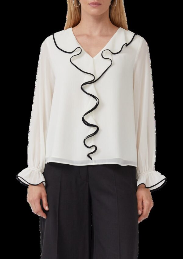 Bluse mit Volants und Kontrast-Details