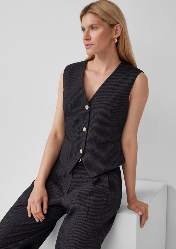 Taillierte Slim-Fit-Weste mit feinen Streifen