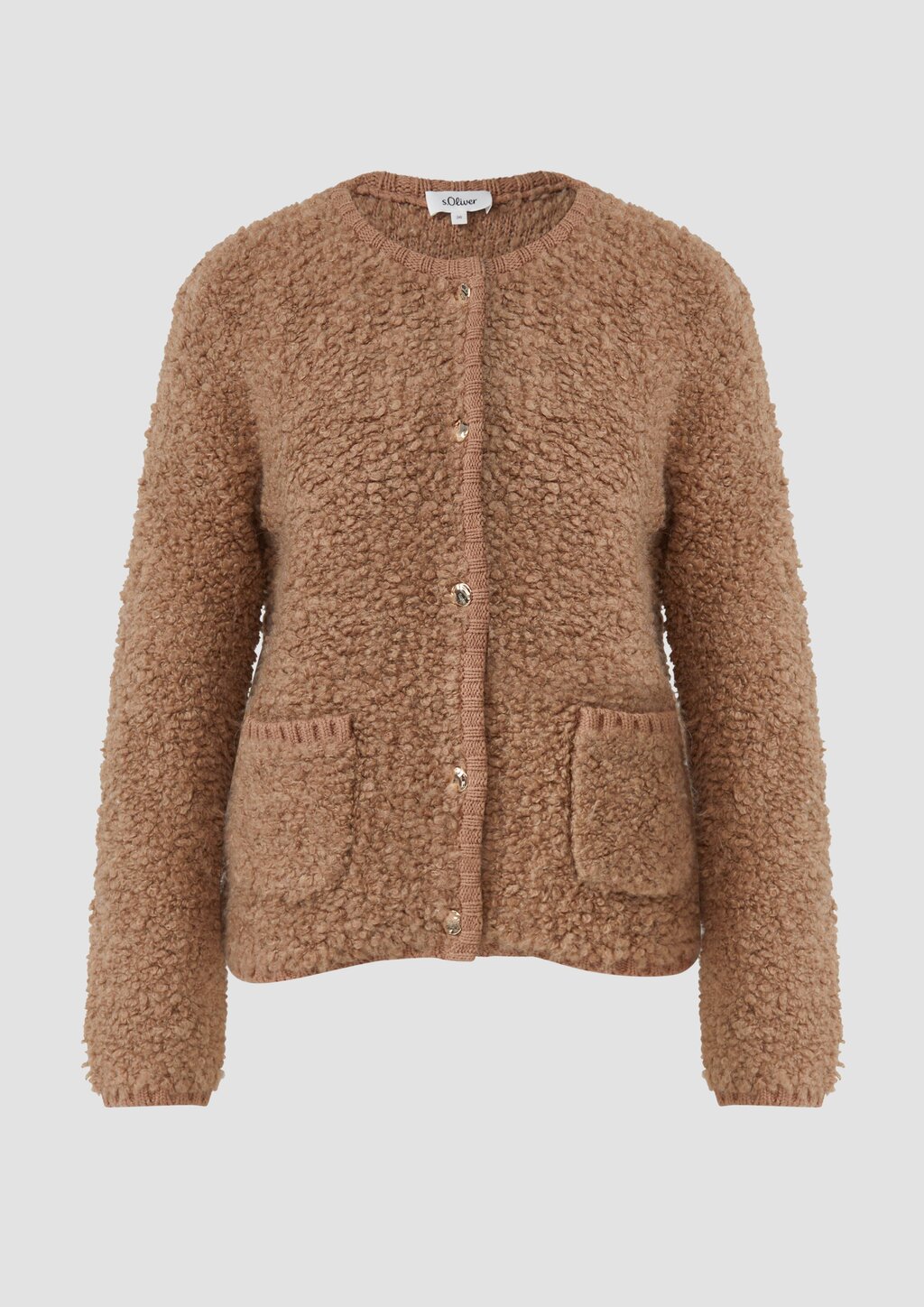 Bouclé-Strickjacke aus Alpaka-Wollmix