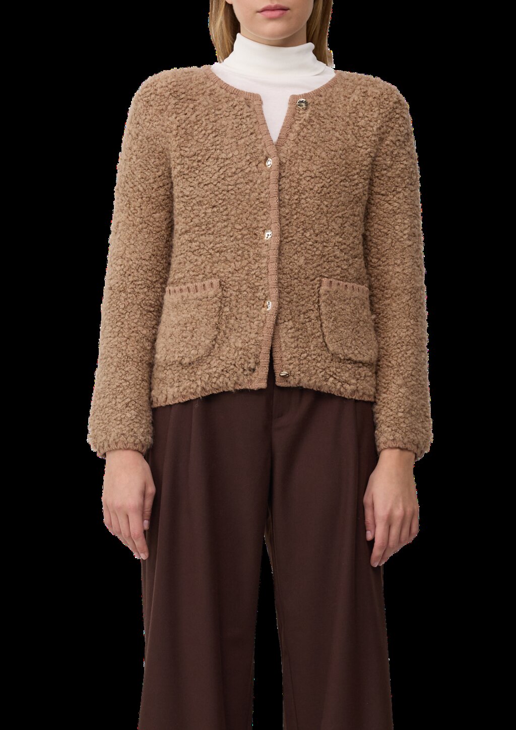 Bouclé-Strickjacke aus Alpaka-Wollmix