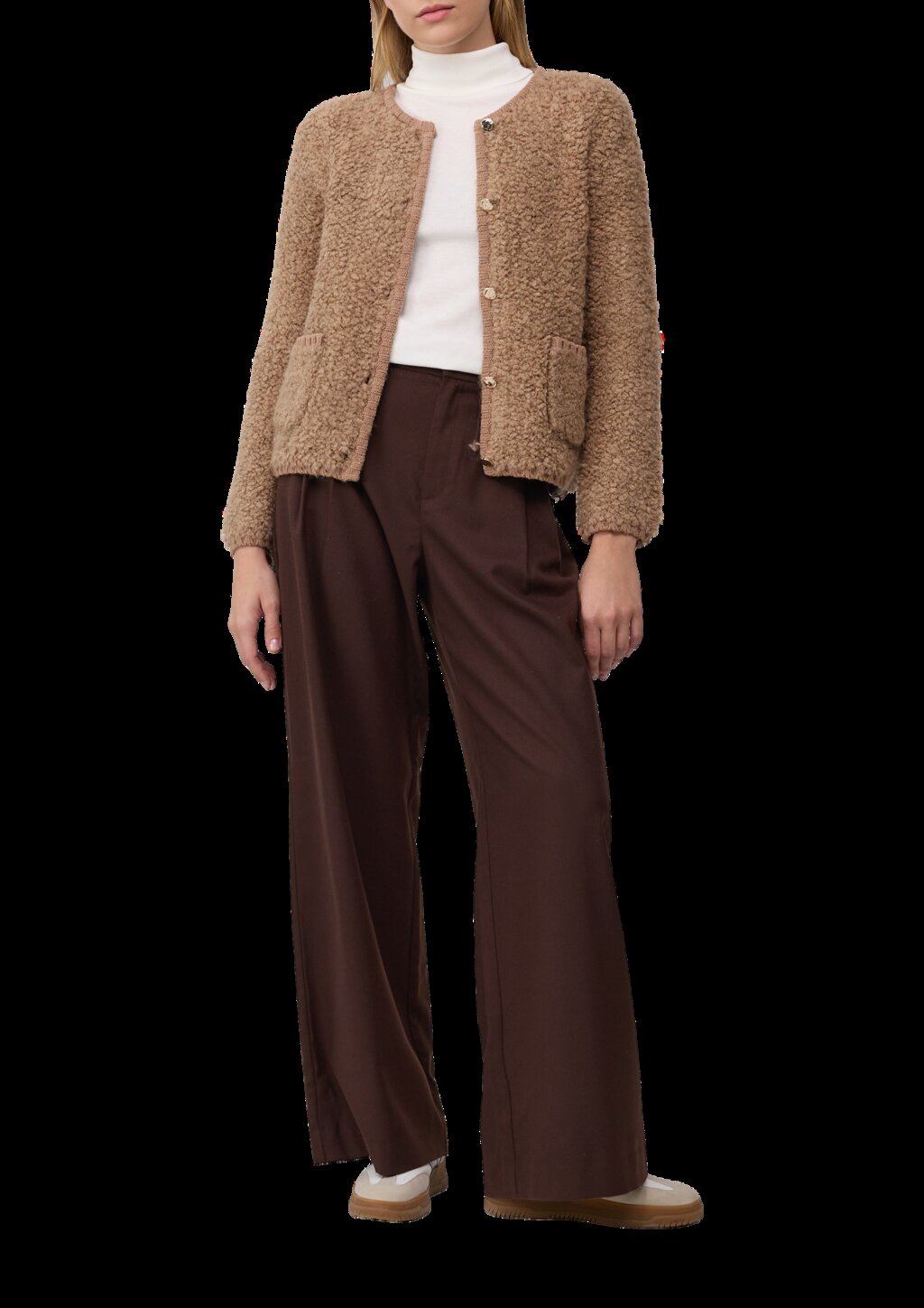 Bouclé-Strickjacke aus Alpaka-Wollmix