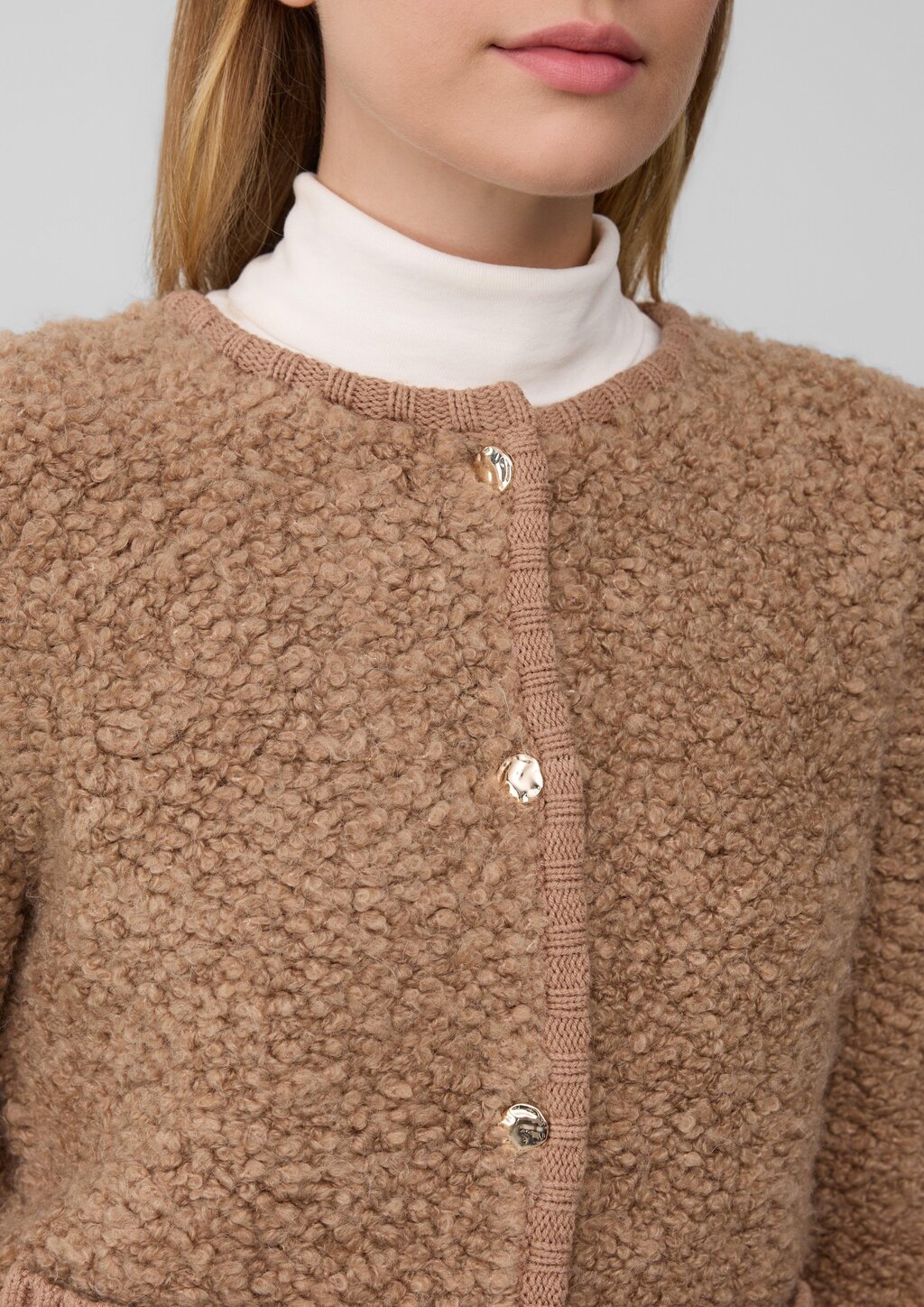 Bouclé-Strickjacke aus Alpaka-Wollmix