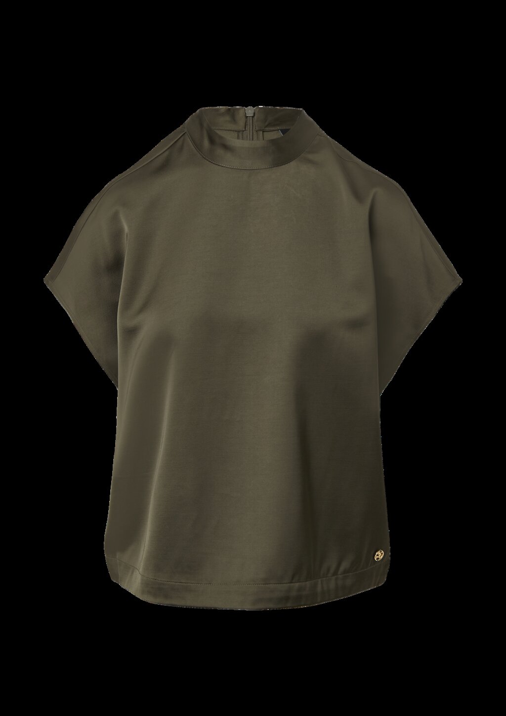 Satinierte Viskosemix-Bluse im Relaxed Fit mit Stehkragen