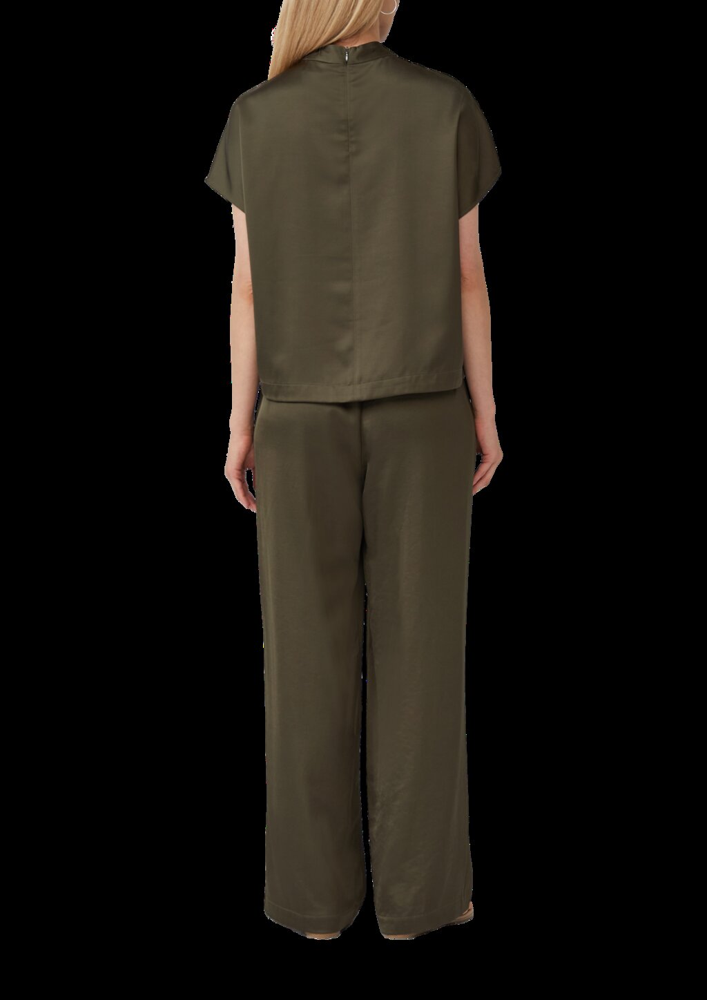 Satinierte Viskosemix-Bluse im Relaxed Fit mit Stehkragen