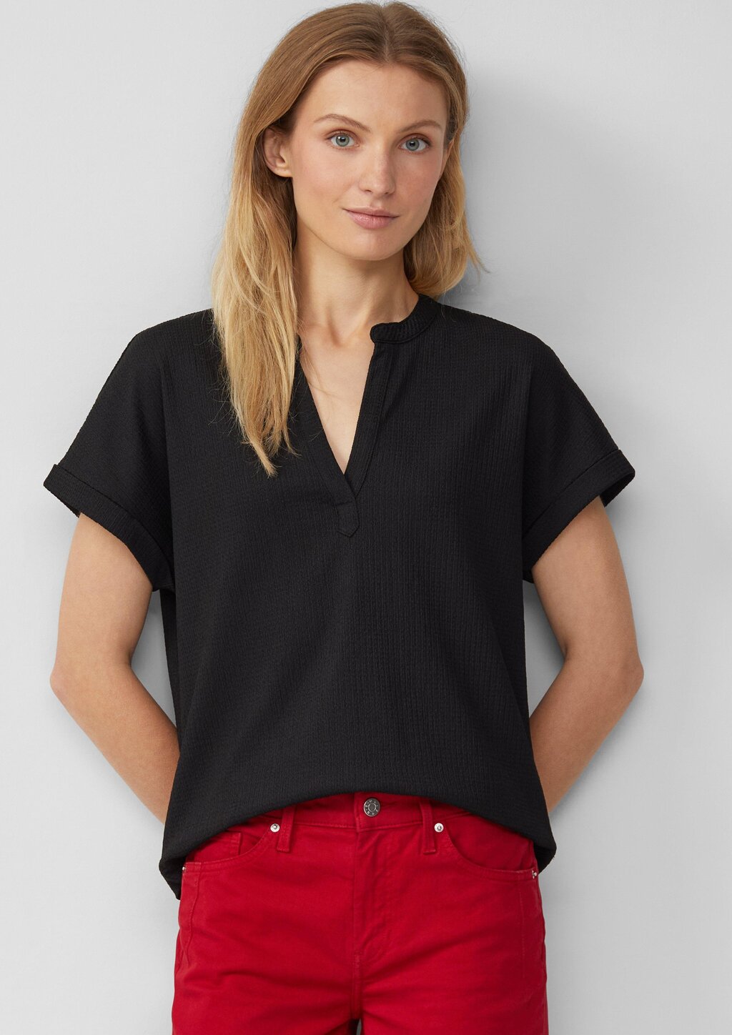 Strukturiertes Blusenshirt im Relaxed Fit