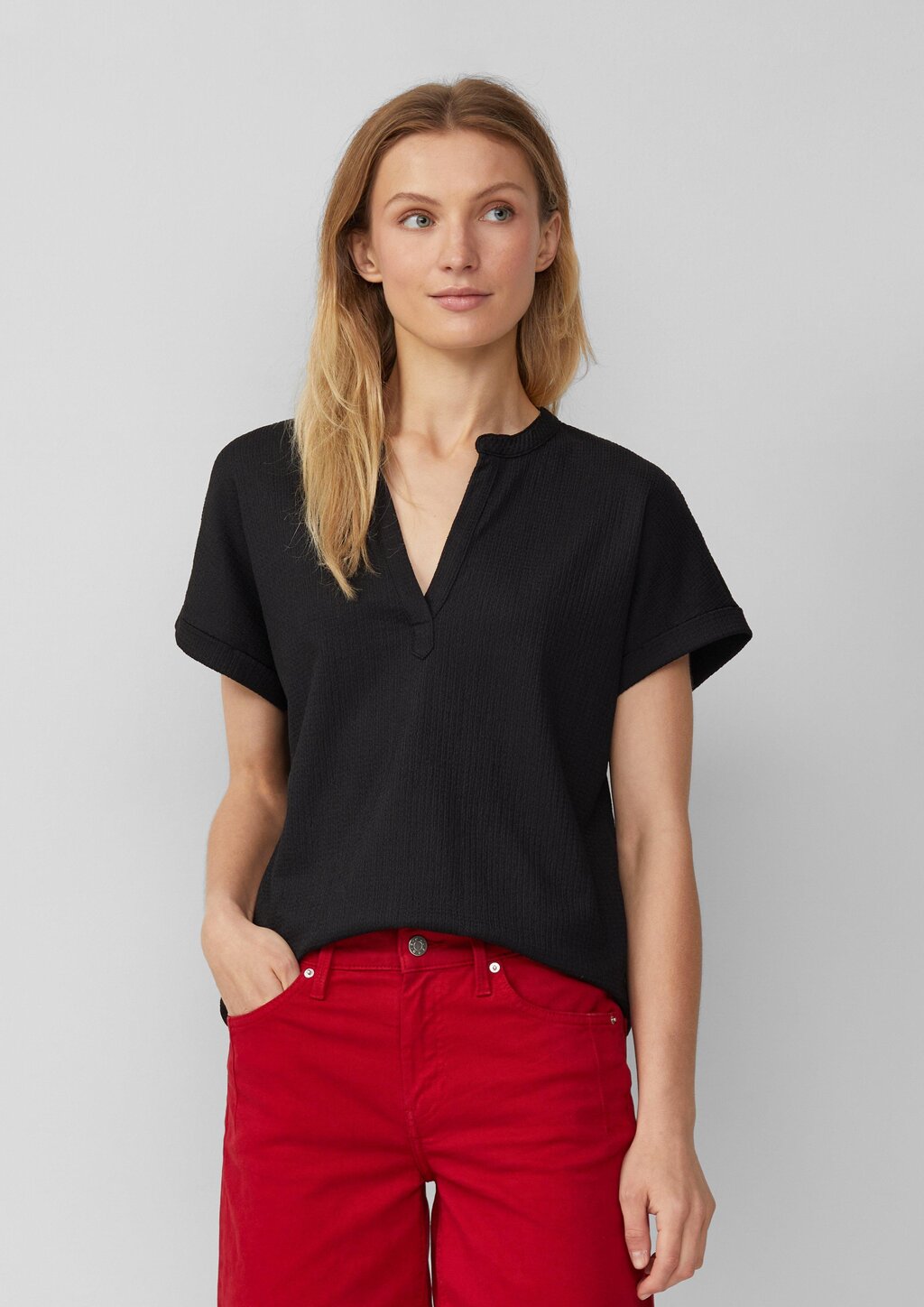 Strukturiertes Blusenshirt im Relaxed Fit