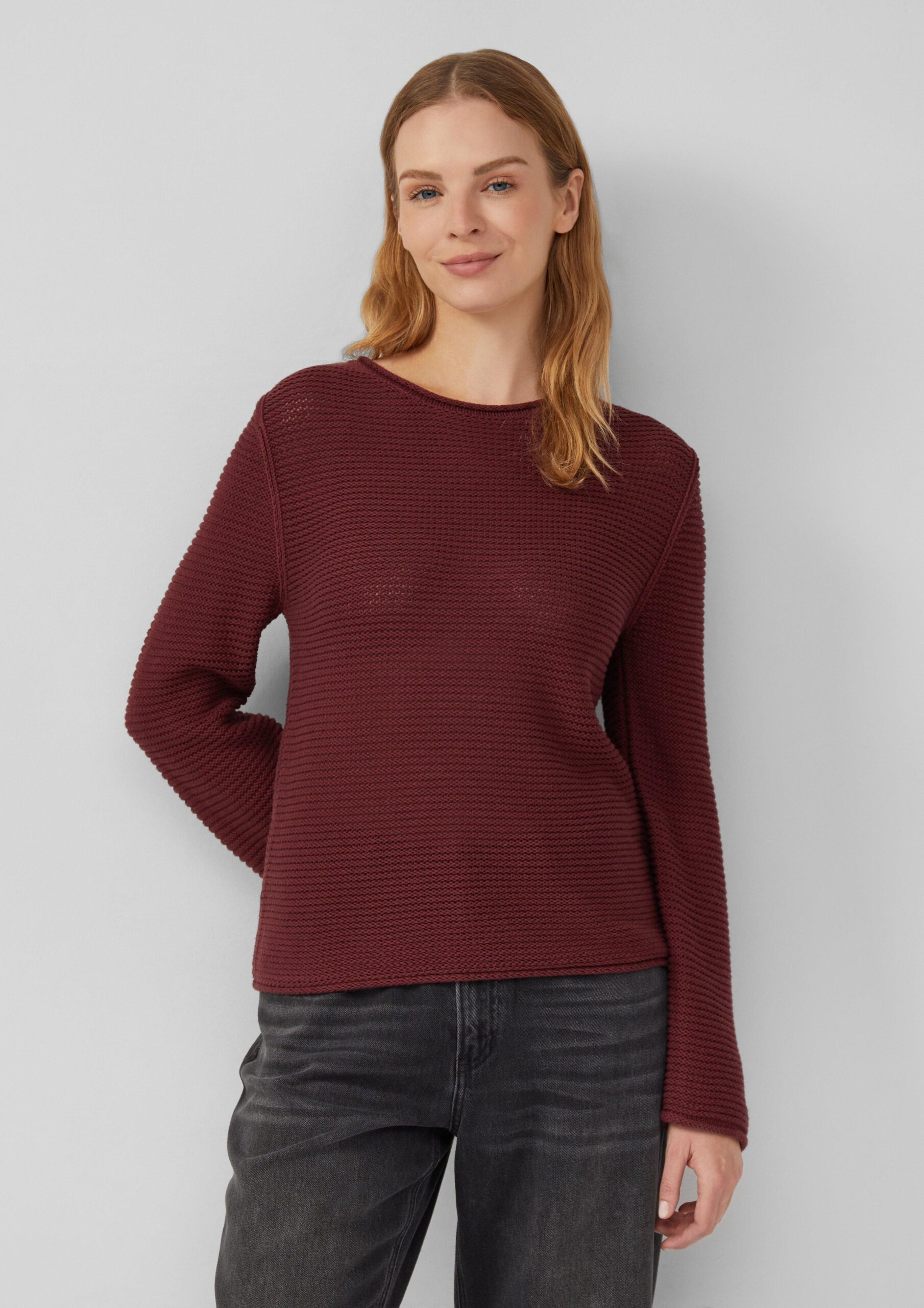 Strickpullover im Slim Fit mit Rollkanten