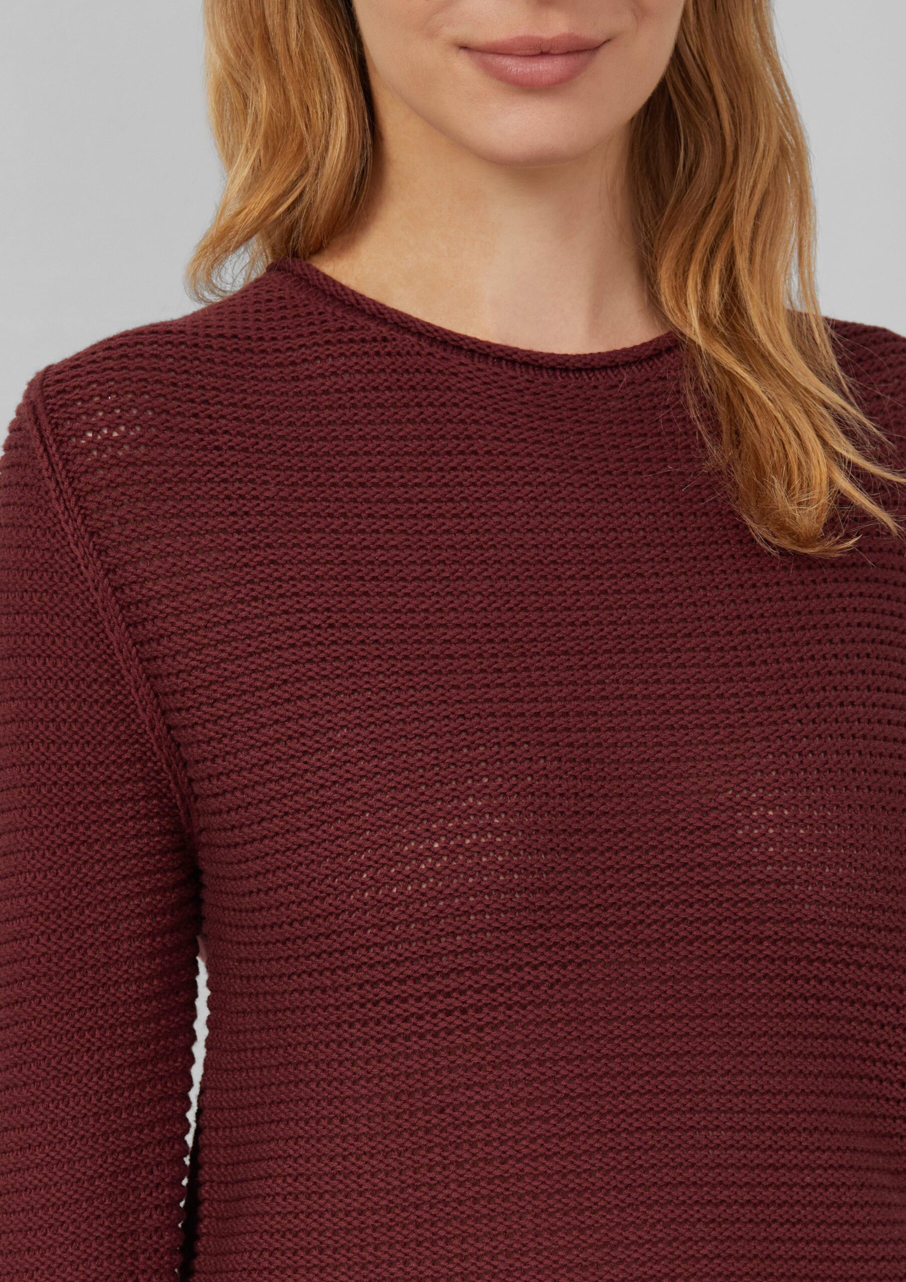 Strickpullover im Slim Fit mit Rollkanten