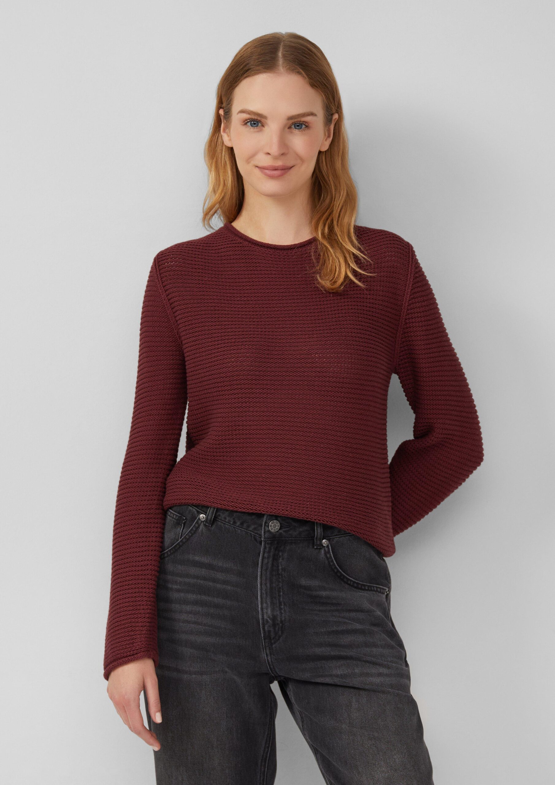 Strickpullover im Slim Fit mit Rollkanten