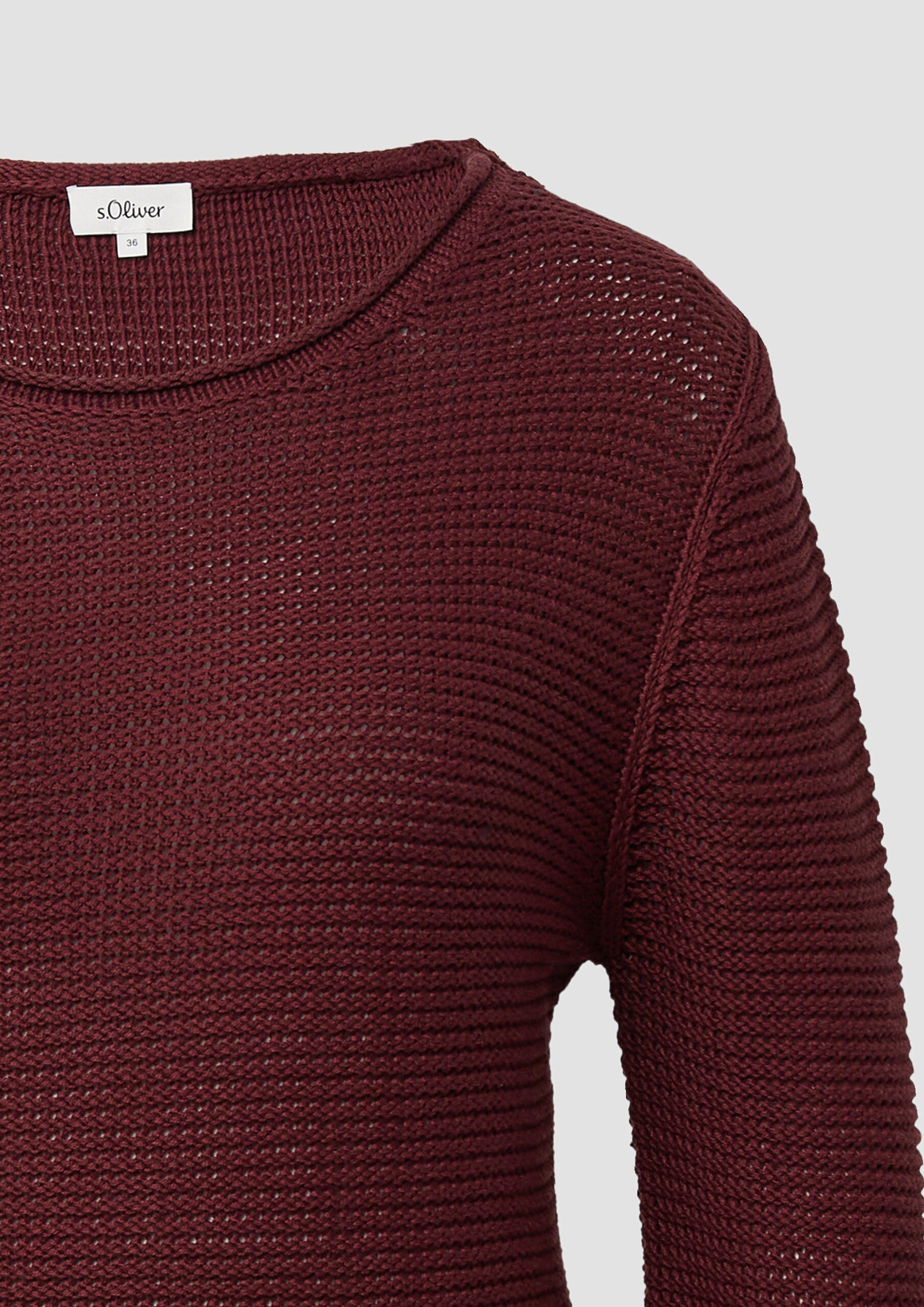 Strickpullover im Slim Fit mit Rollkanten