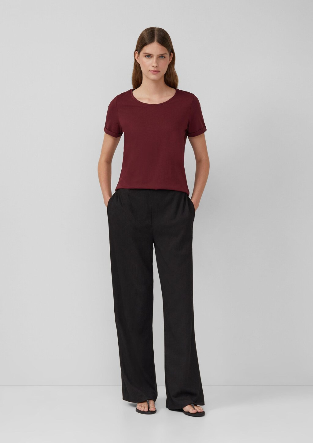 Strukturierte Jerseyhose mit Elastikbund
