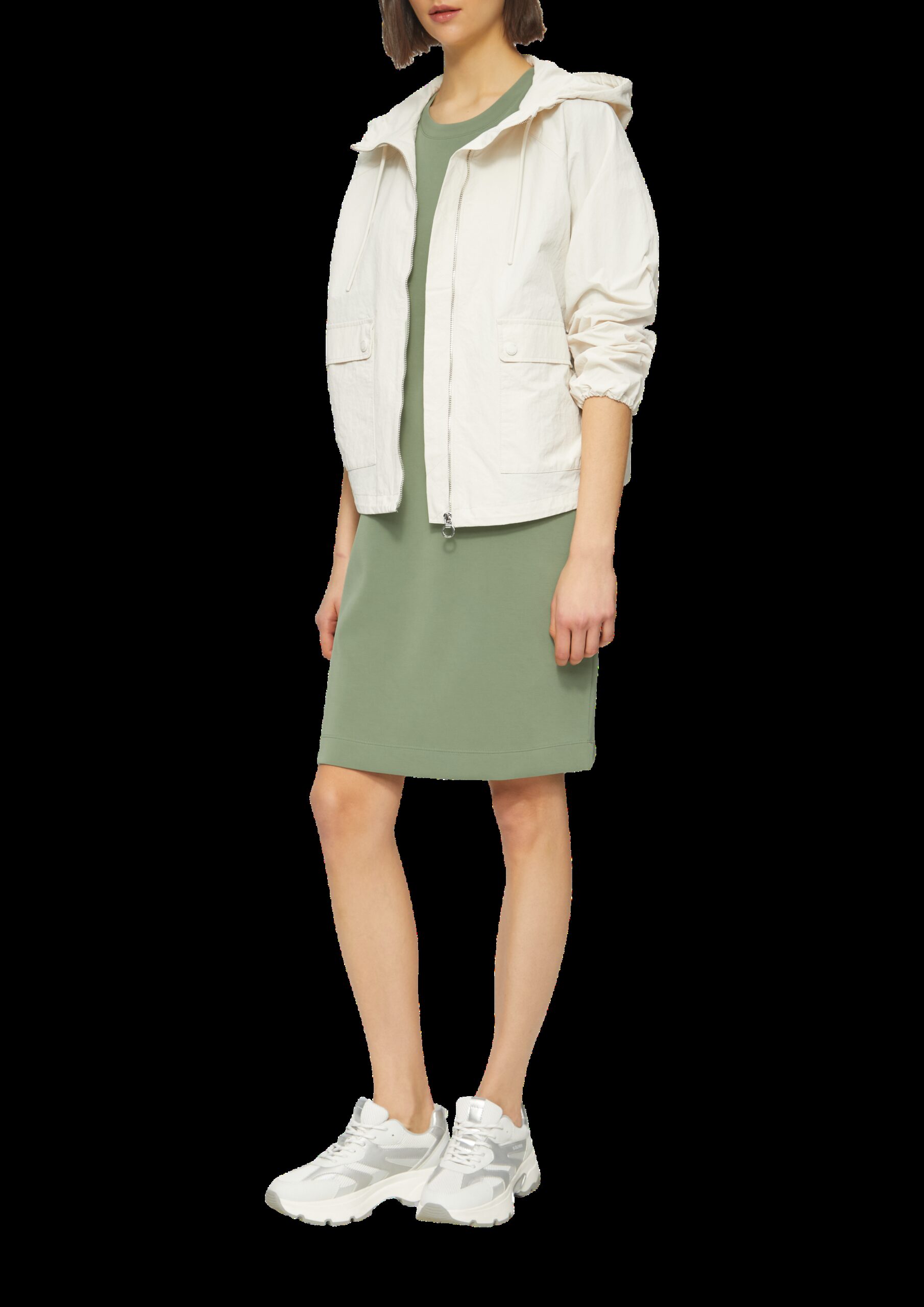 Kurzes Scuba-Kleid mit Faltendetail am Arm