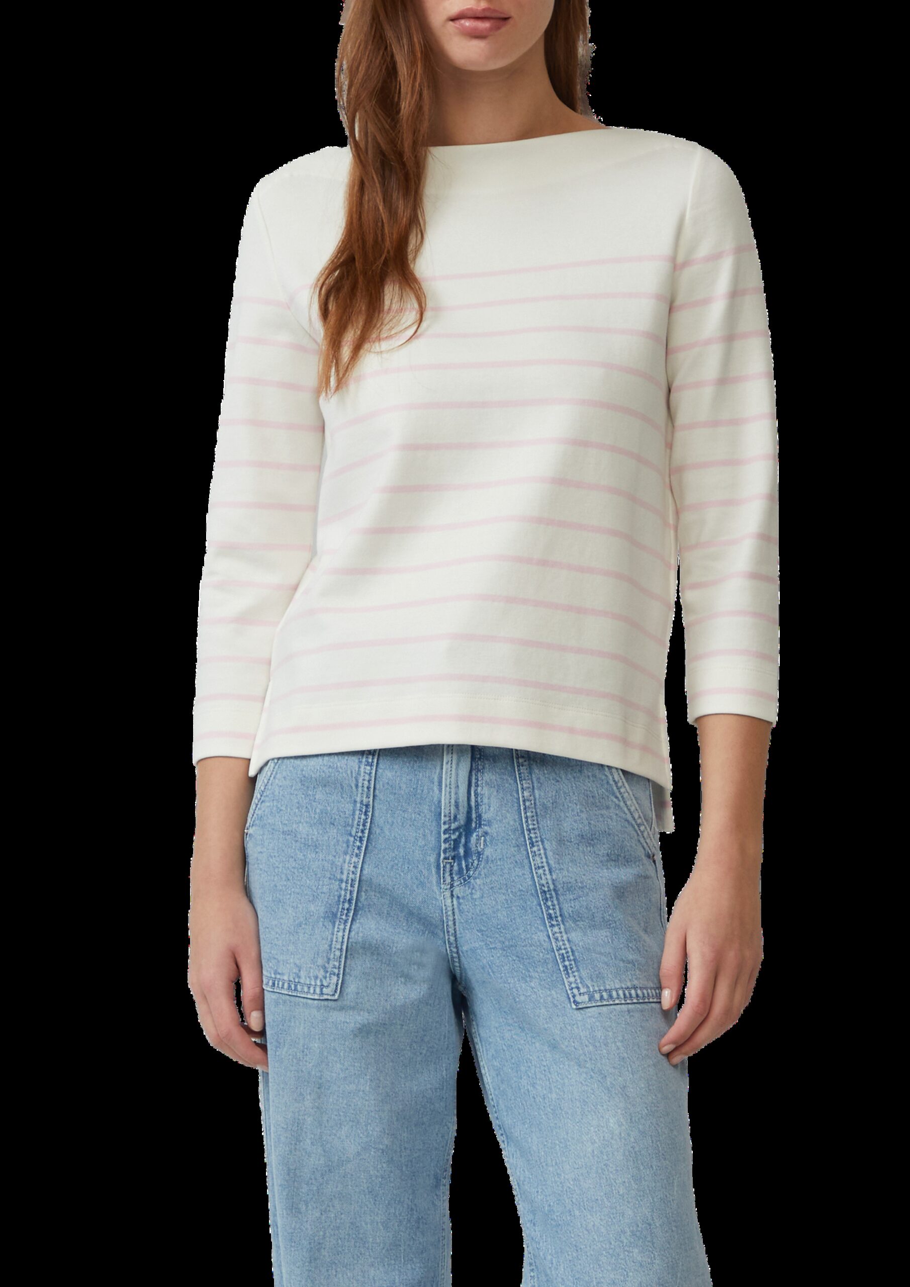 Geringeltes Sweatshirt mit U-Boot-Ausschnitt