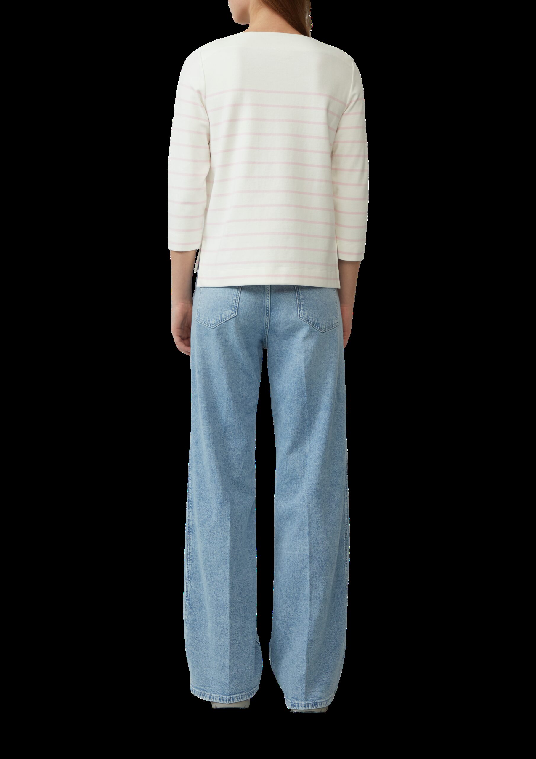 Geringeltes Sweatshirt mit U-Boot-Ausschnitt