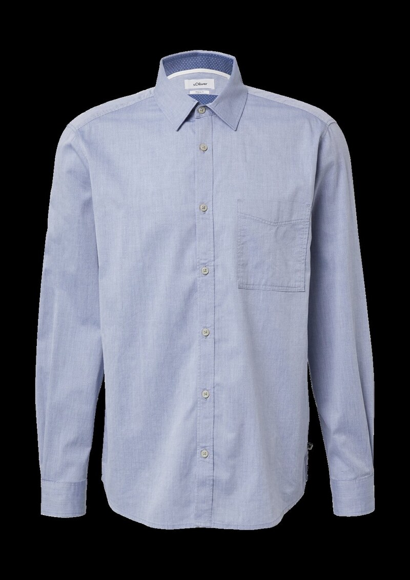 Regular Fit: Gemustertes Langarmhemd mit Brusttasche