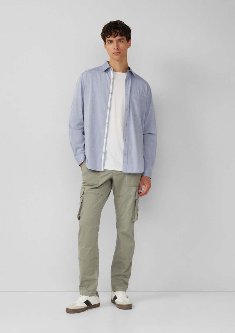 Regular Fit: Gemustertes Langarmhemd mit Brusttasche