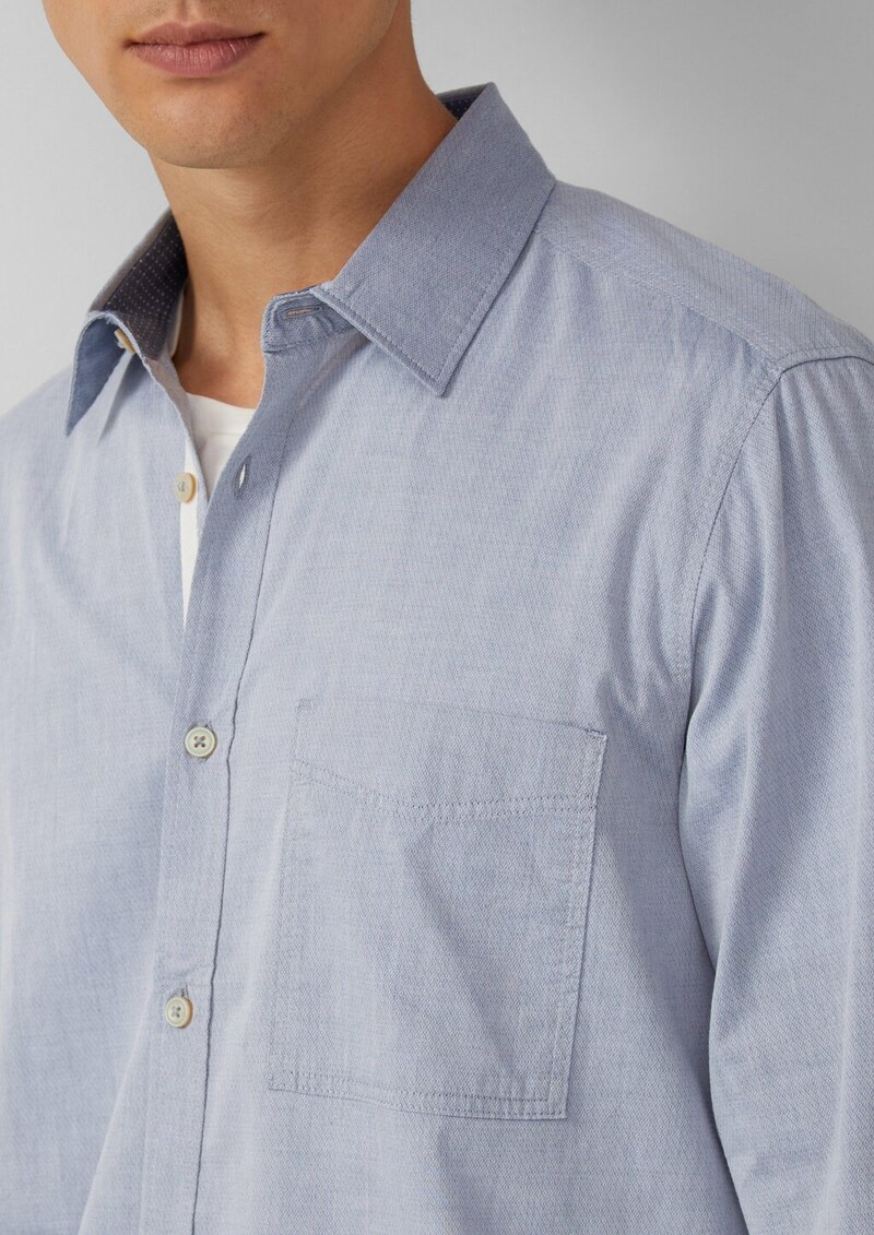 Regular Fit: Gemustertes Langarmhemd mit Brusttasche