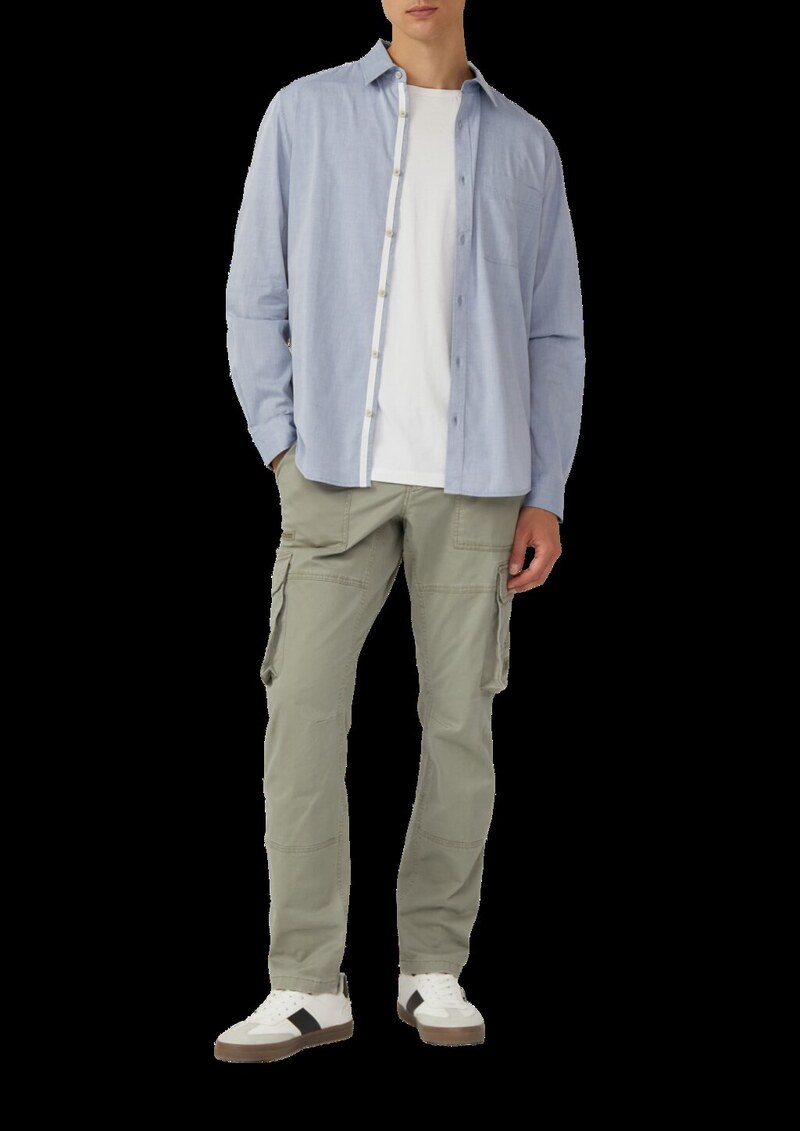 Regular Fit: Gemustertes Langarmhemd mit Brusttasche