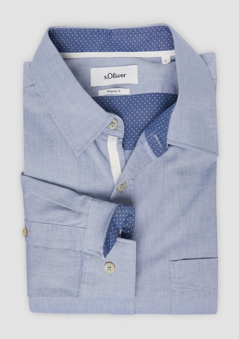 Regular Fit: Gemustertes Langarmhemd mit Brusttasche