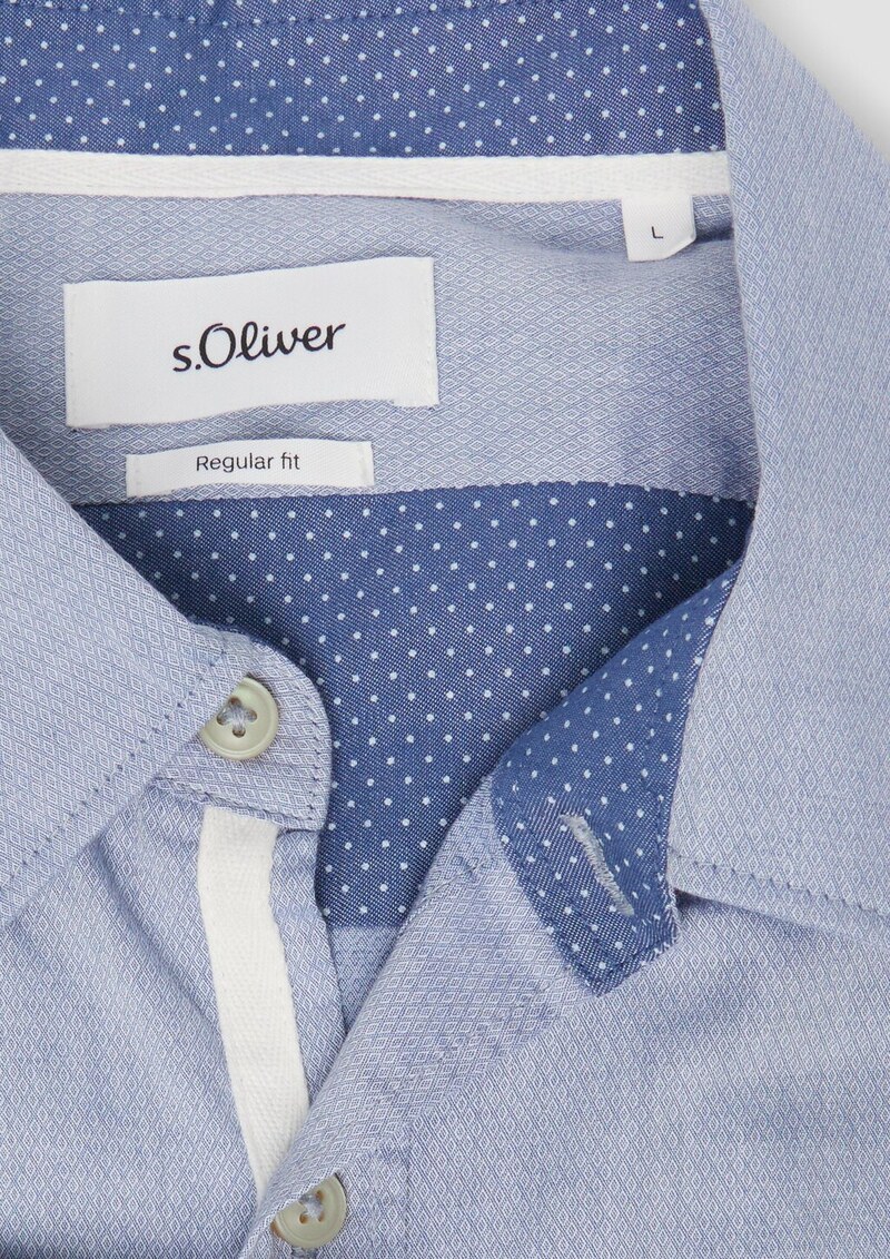 Regular Fit: Gemustertes Langarmhemd mit Brusttasche