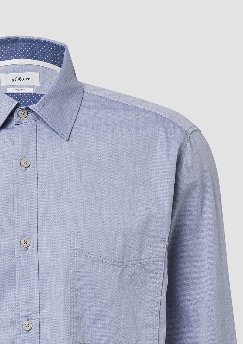 Regular Fit: Gemustertes Langarmhemd mit Brusttasche