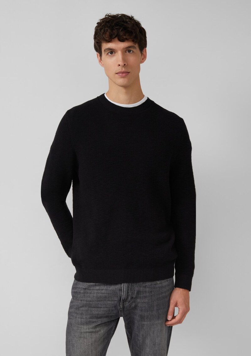 Strickpullover mit Crew Neck und Strukturmuster