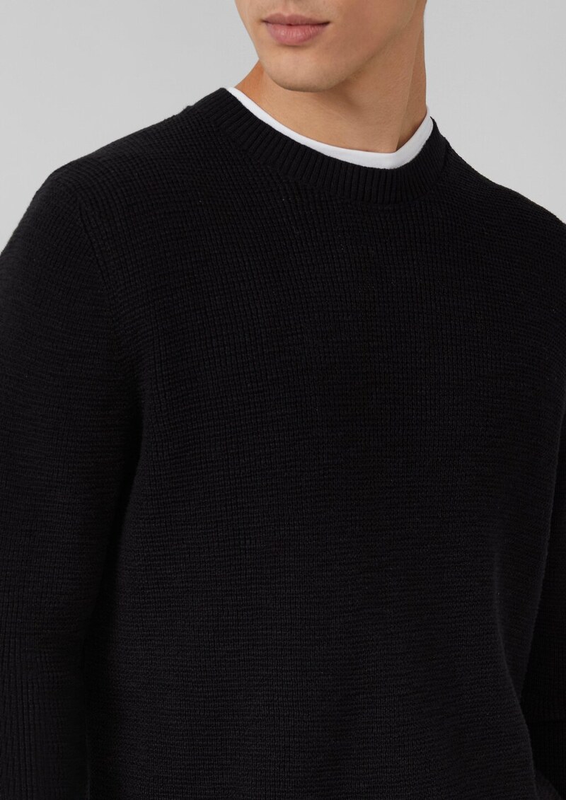 Strickpullover mit Crew Neck und Strukturmuster
