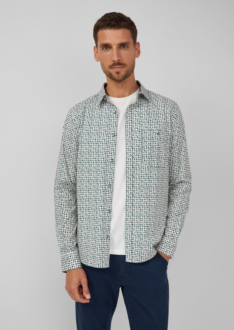 Slim Fit: Gemustertes Hemd aus Baumwollstretch