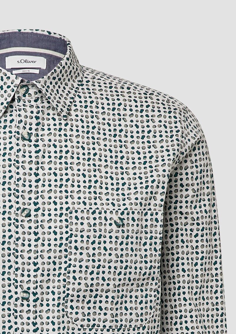 Slim Fit: Gemustertes Hemd aus Baumwollstretch