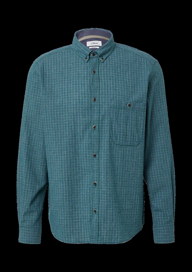 Regular Fit: Kariertes Baumwollhemd mit Struktur und Button-Down-Kragen