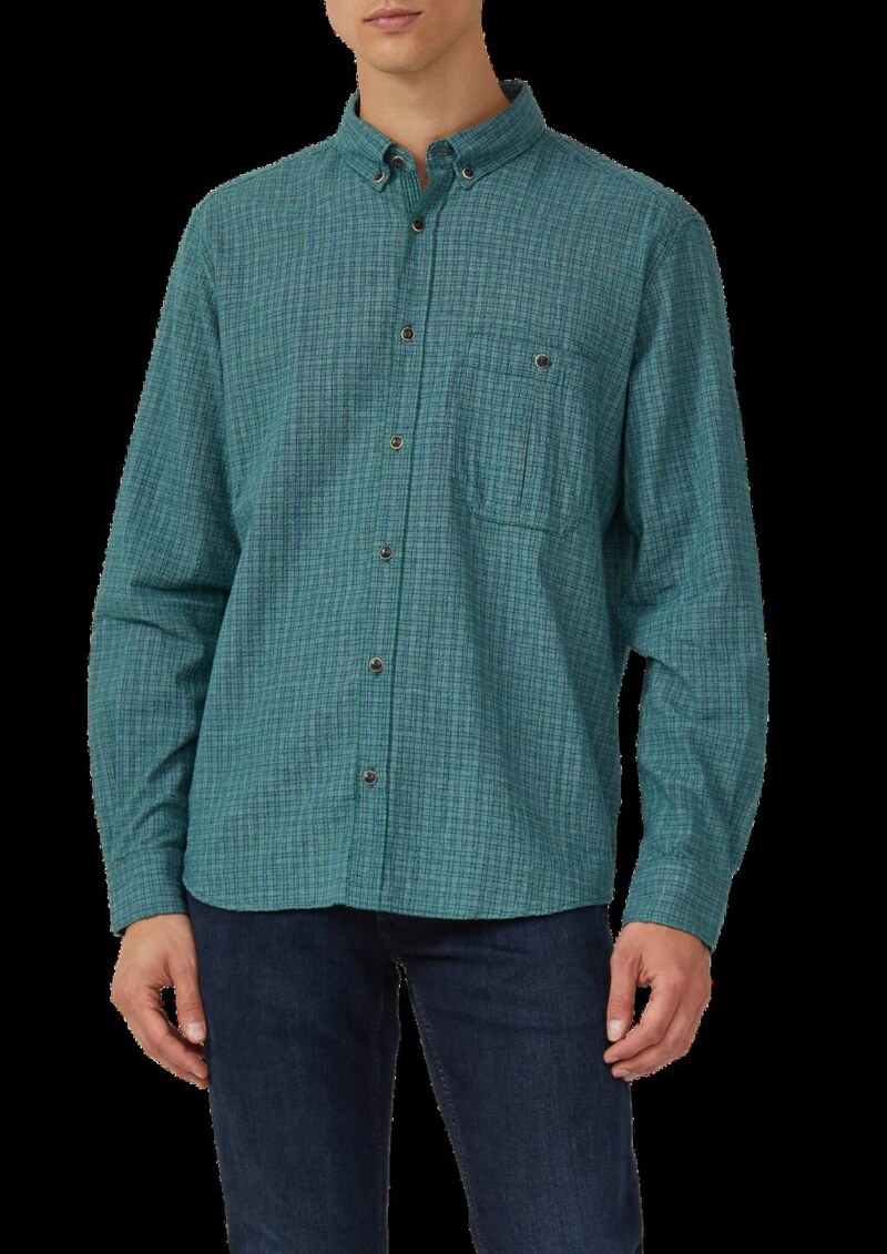 Regular Fit: Kariertes Baumwollhemd mit Struktur und Button-Down-Kragen