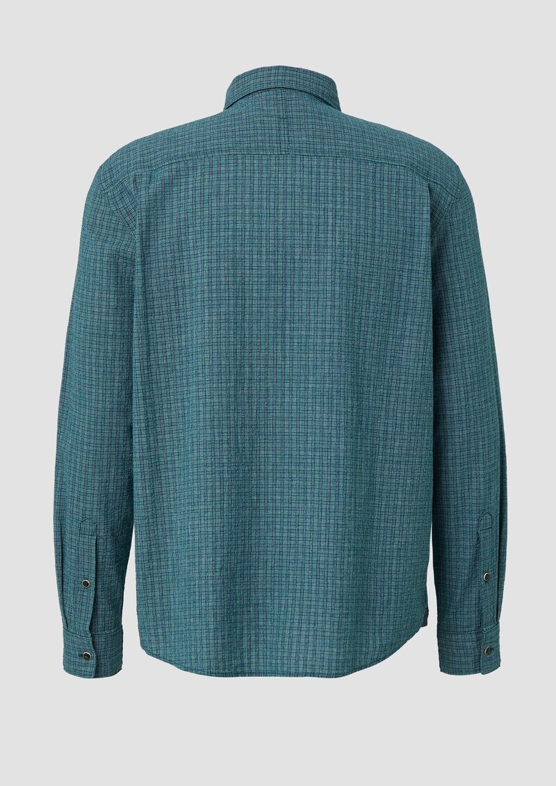 Regular Fit: Kariertes Baumwollhemd mit Struktur und Button-Down-Kragen