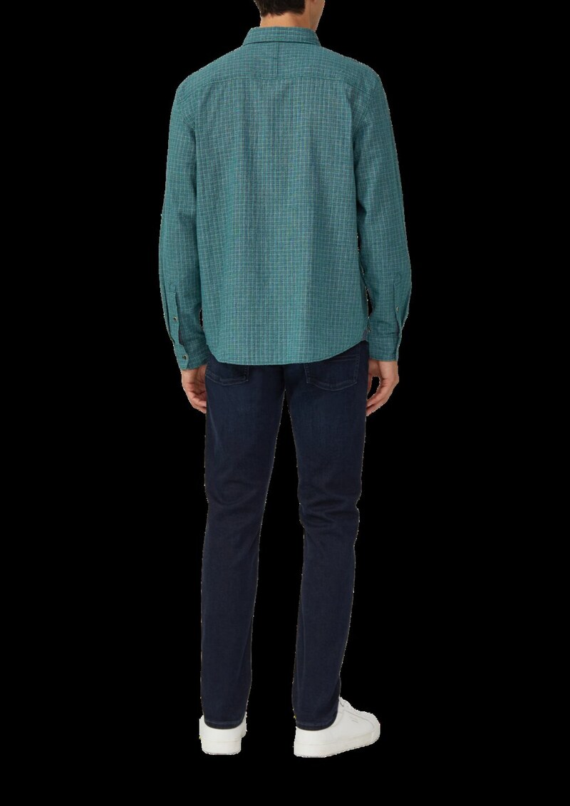 Regular Fit: Kariertes Baumwollhemd mit Struktur und Button-Down-Kragen