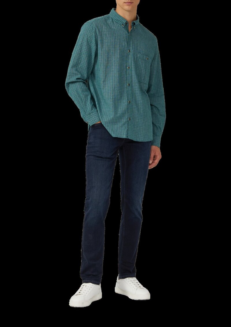 Regular Fit: Kariertes Baumwollhemd mit Struktur und Button-Down-Kragen