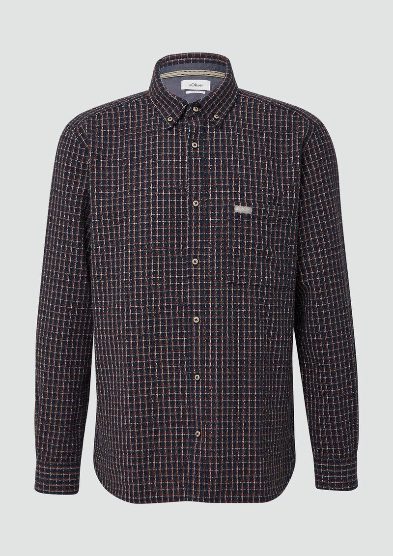 Regular Fit: Kariertes Hemd mit Struktur