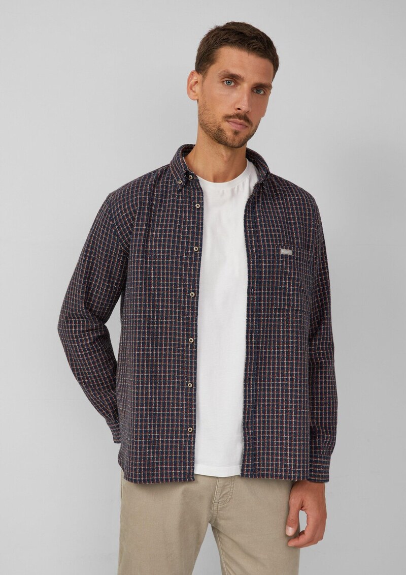 Regular Fit: Kariertes Hemd mit Struktur