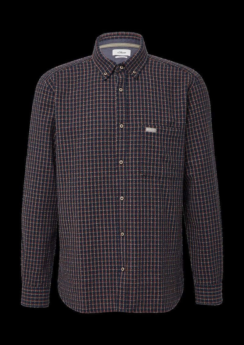 Regular Fit: Kariertes Hemd mit Struktur