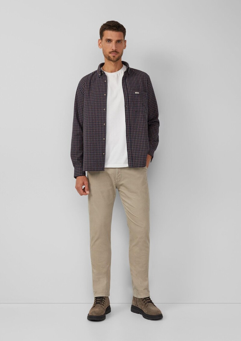 Regular Fit: Kariertes Hemd mit Struktur