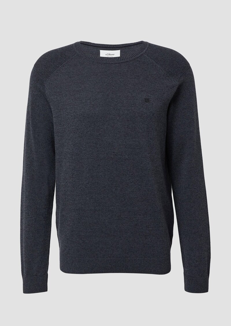 Pullover aus Moulinéstrick mit Crew Neck und Raglanärmeln