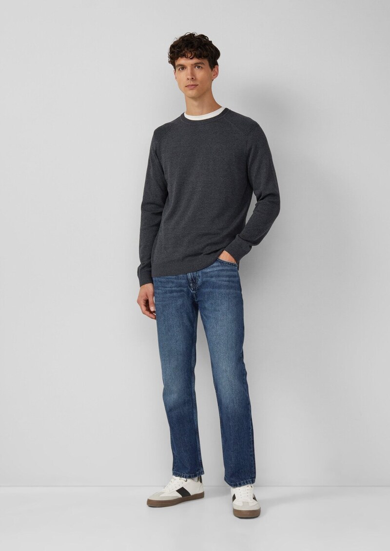 Pullover aus Moulinéstrick mit Crew Neck und Raglanärmeln