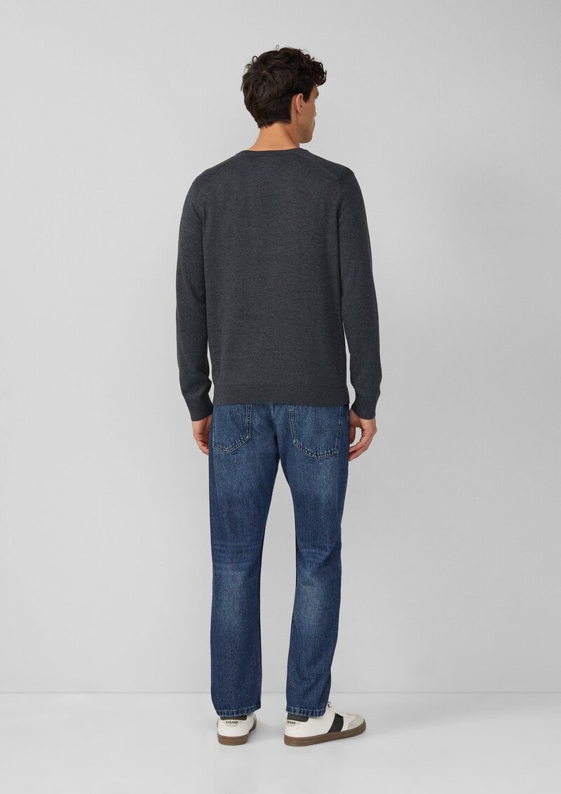 Pullover aus Moulinéstrick mit Crew Neck und Raglanärmeln