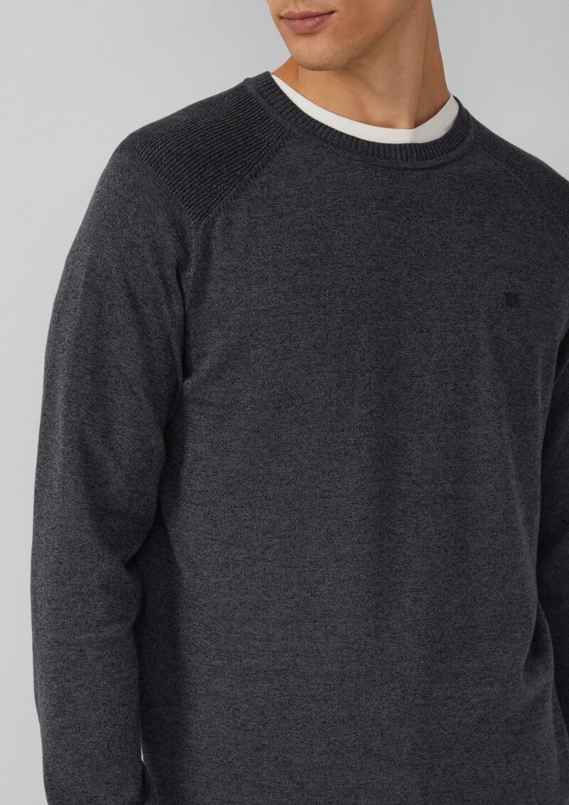 Pullover aus Moulinéstrick mit Crew Neck und Raglanärmeln