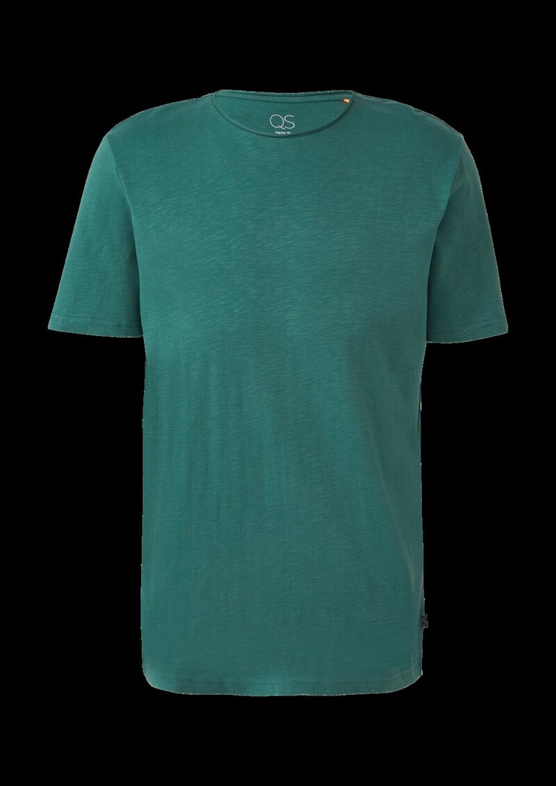 Baumwollshirt mit Rollkante und Flammgarnstruktur