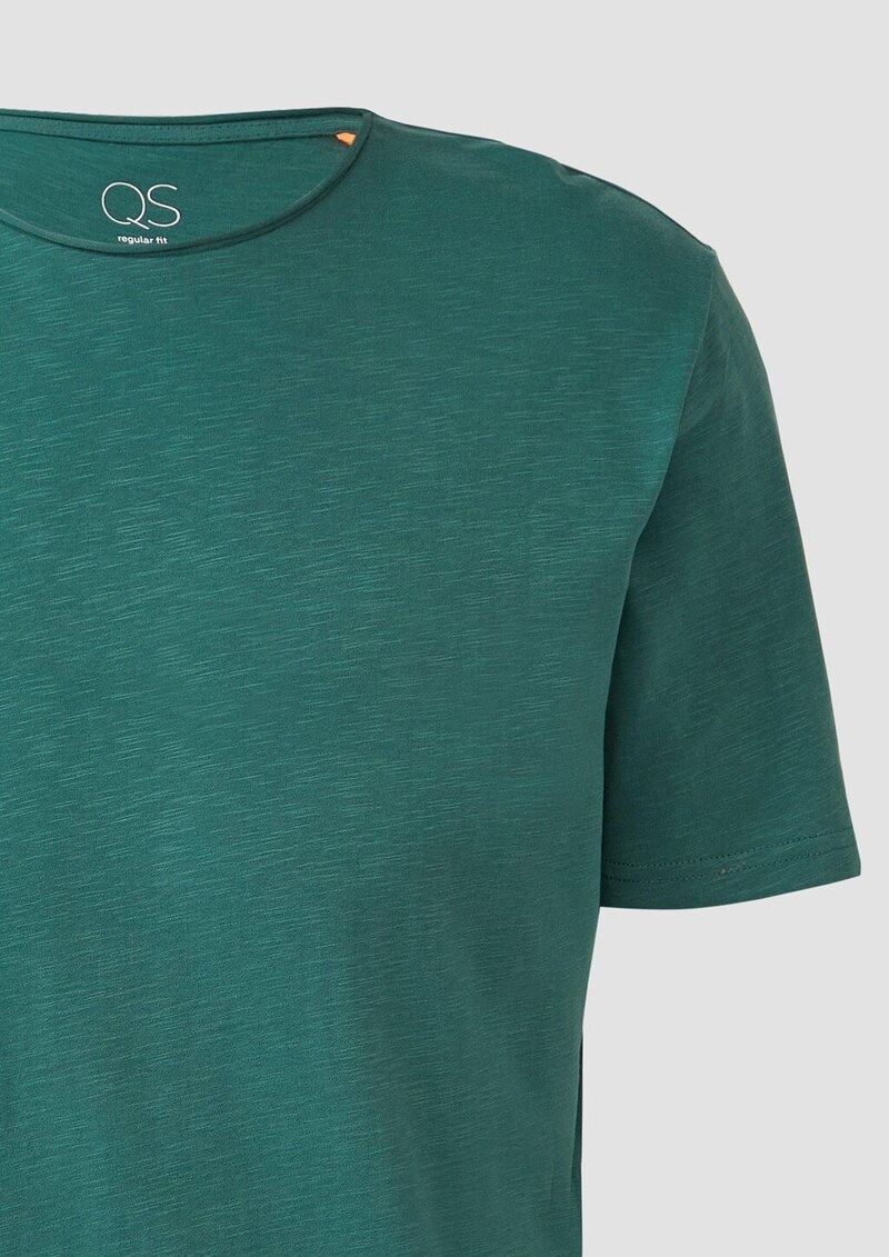 Baumwollshirt mit Rollkante und Flammgarnstruktur