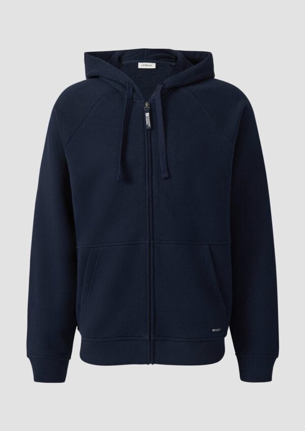 Strukturierte Sweatjacke mit Kapuze und Raglanärmeln