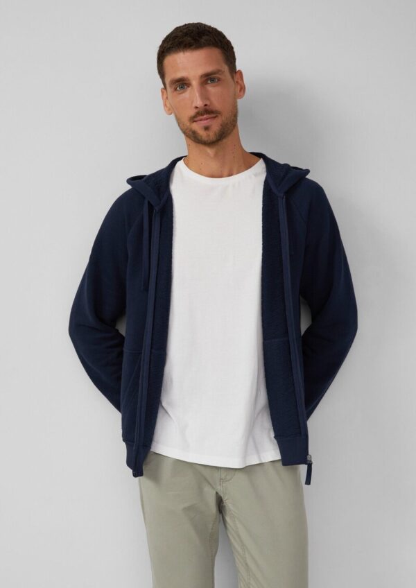 Strukturierte Sweatjacke mit Kapuze und Raglanärmeln