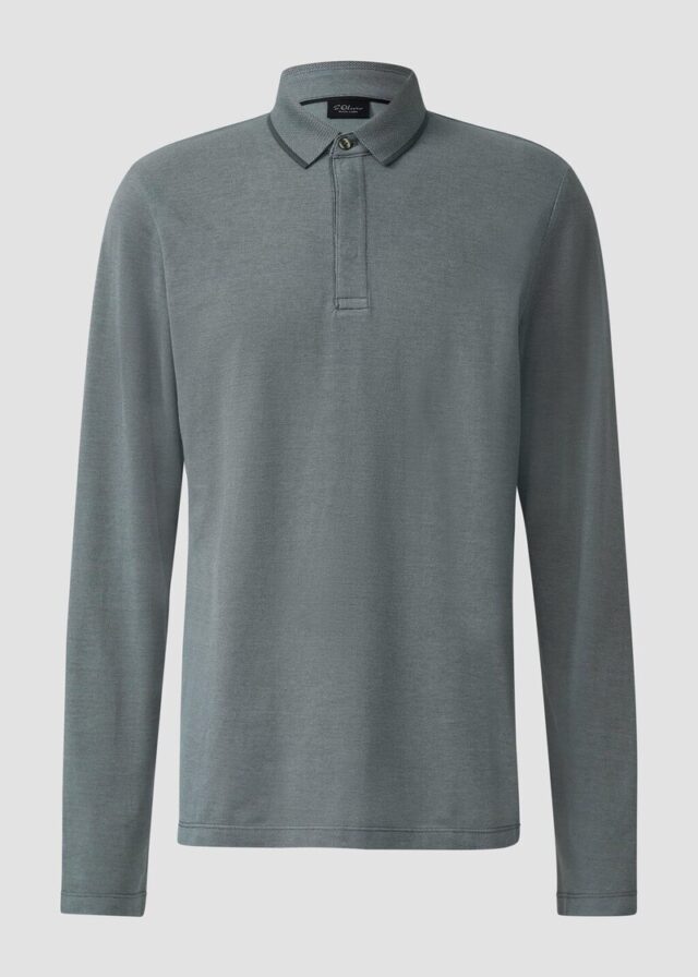 Langärmeliges Poloshirt aus Bicolor-Piqué