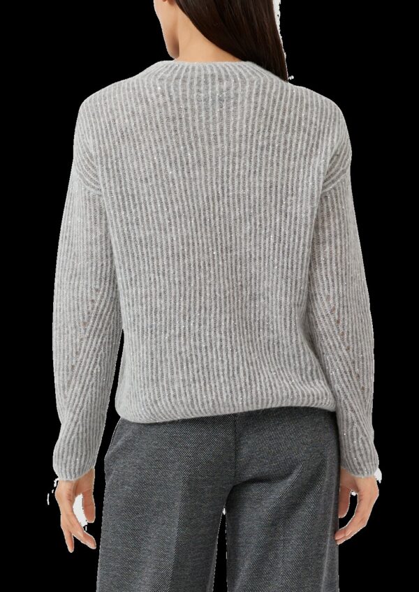 Strickpullover aus Alpaka-Wollmix mit Pailletten & Zopfmuster