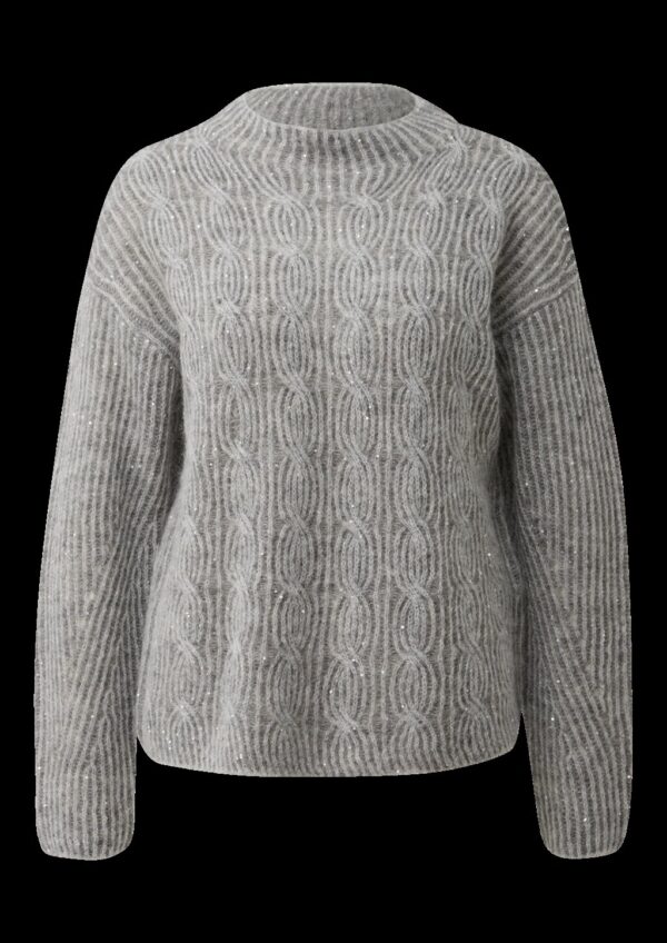Strickpullover aus Alpaka-Wollmix mit Pailletten & Zopfmuster