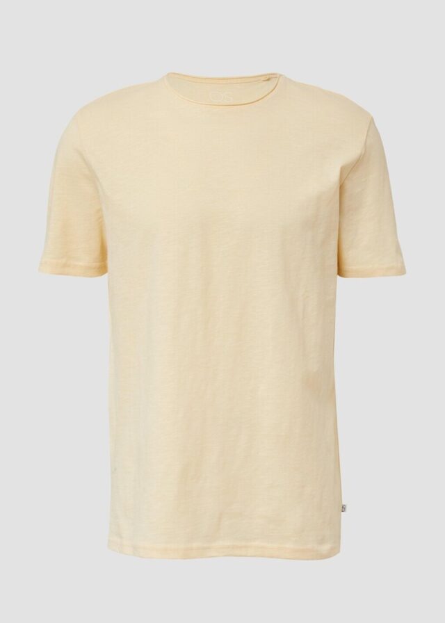 Baumwollshirt mit Rollkante und Flammgarnstruktur